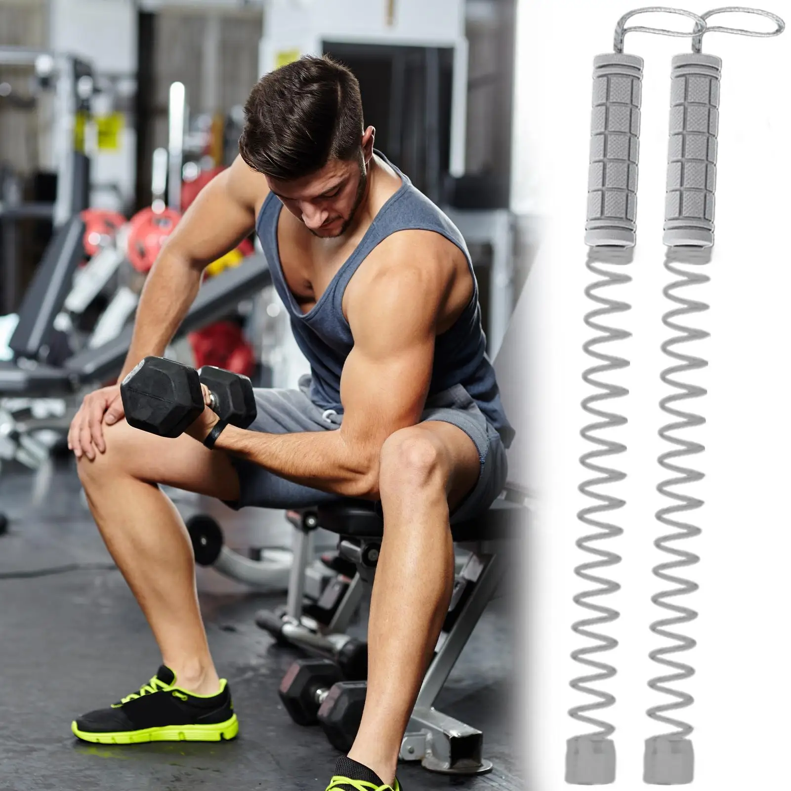 Workout Rope Indoor Cardio Trainer 2 Pieces Cardio Training Cordless Battle Ropes For Outdoor HIIT Gym MMA Home Calisthenics