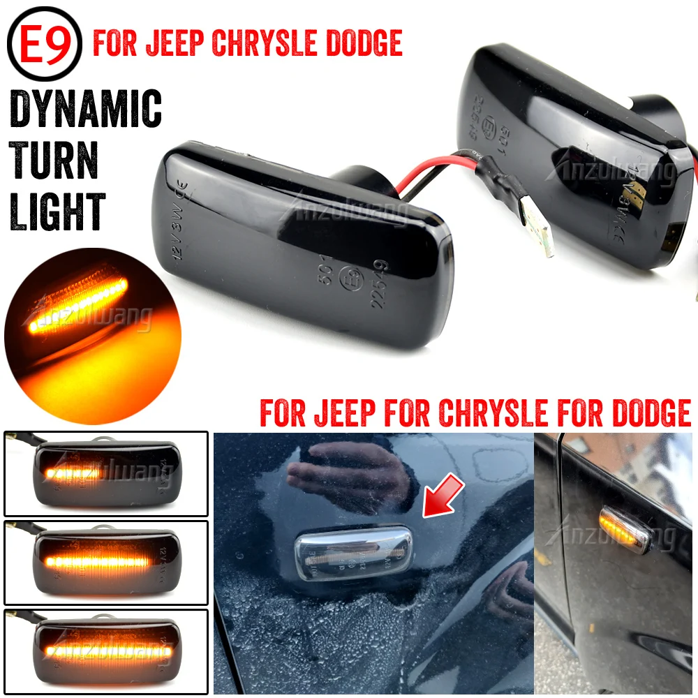 Dynamic Led Side Marker Fender Blinker Signal Light Per Jeep Compass Patriot Commander Liberty Grand Cherokee Chrysler 200 300