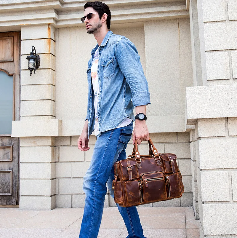 Distressed Large Leather Lenovo Mens Messenger Laptop Bag Briefcase