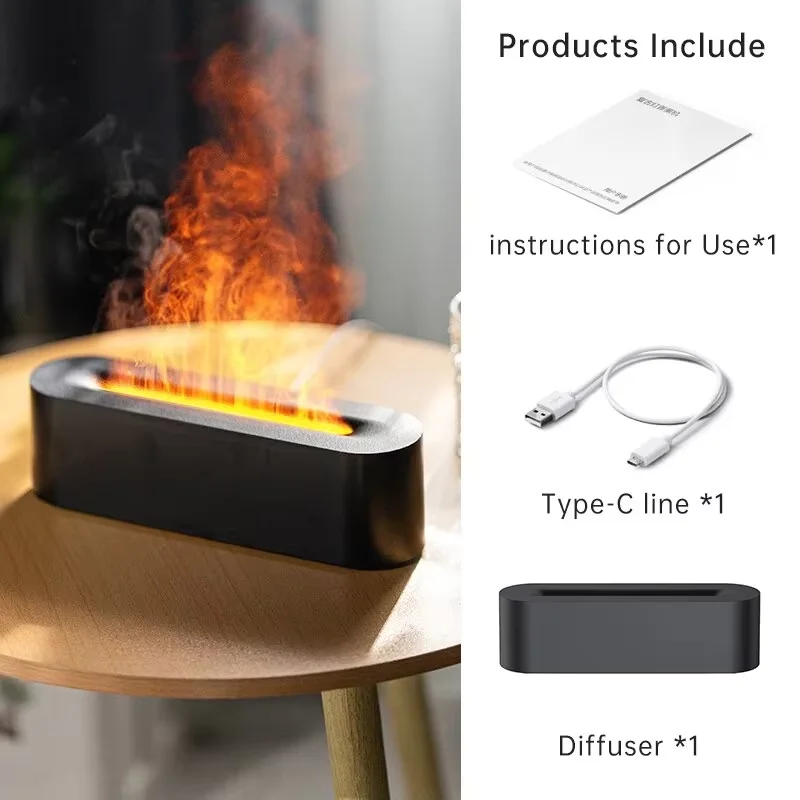 Nuovo Simulato Fiamma Aromaterapia Umidificatore Olio Essenziale Diffusore di Aroma Umidificatore Portatile Ad Ultrasuoni Diffusore di Nebbia Fredda