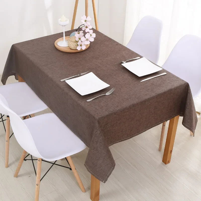 

Water Proof Oil Resistant Table Cover Cloth Solid Colour Modern Plain Design Cotton Linen Dinner Home Kitchen Party Decoration