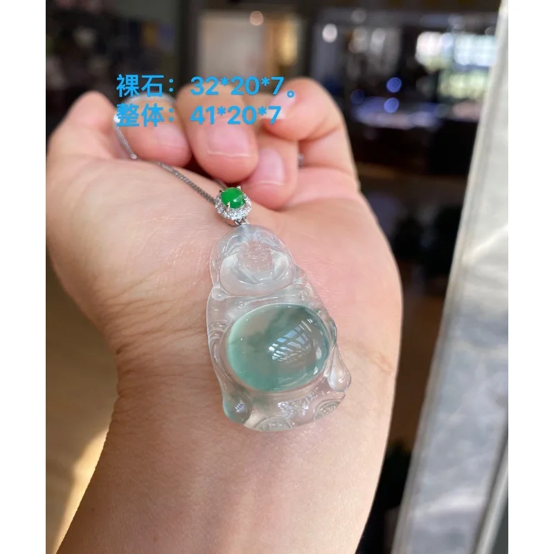 

Natural Myanmar a-Level Jade, High Ice Glass Type Buddha (Already Bound, Please Do Not Order)