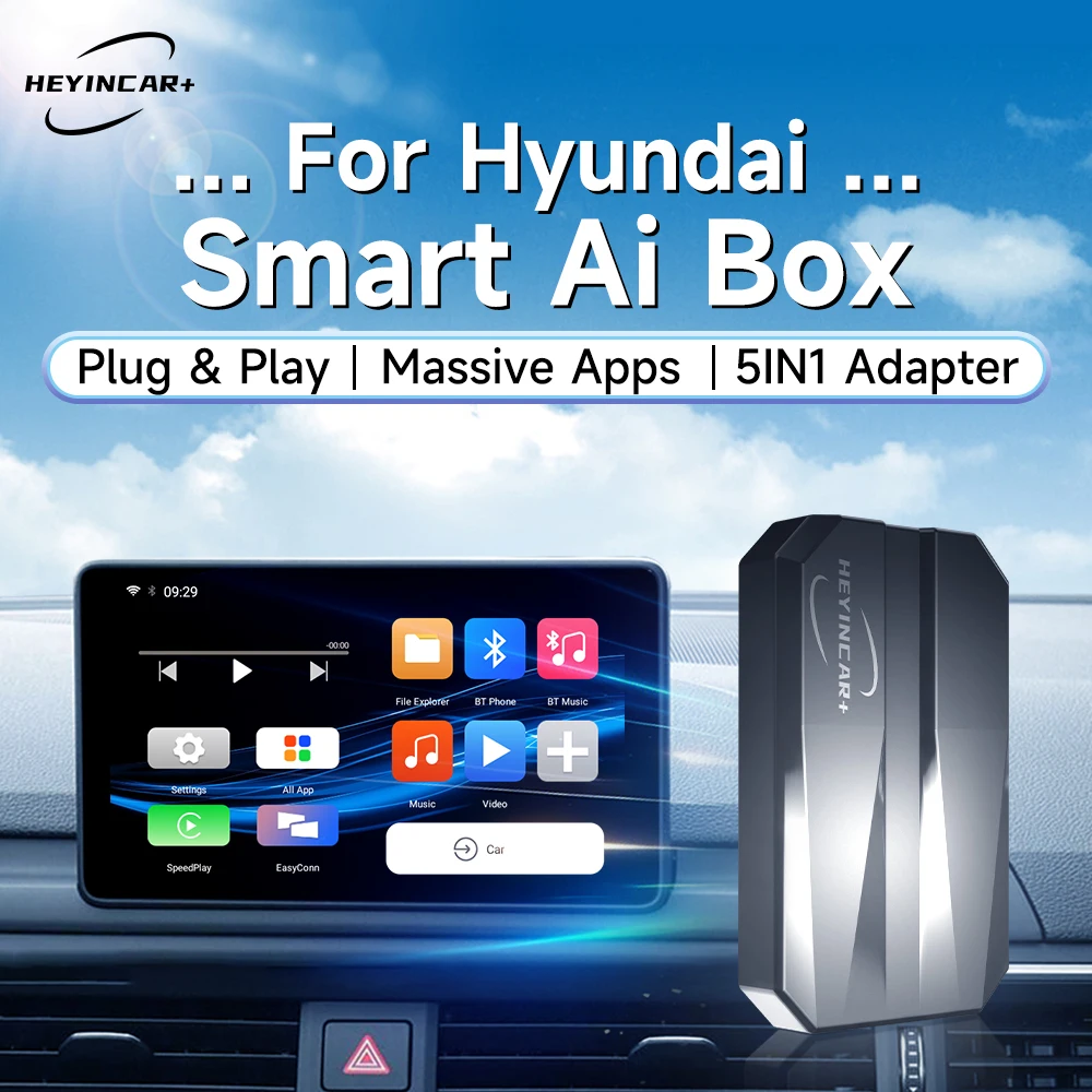 HEYINCAR-Smart AI Box Android Auto Wireless CarPlay SANTA FE para Hyundai TUCSON ELANTRA IONIQ 5 IONIQ 6 KONA NEXO VENUE, 2024