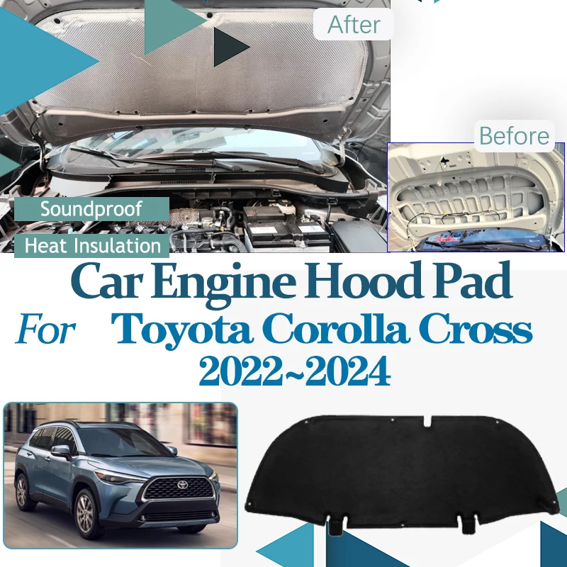 

for Toyota Corolla Cross 2023 Accessories 2022 2024 Car Engine Hood Sound Front Heat Insulation Cotton Fireproof Mat Accessories