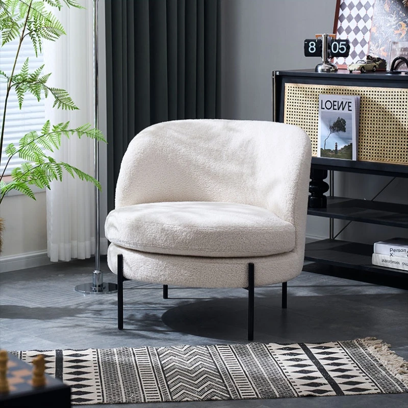 Lamb wool single sofa Modern luxury velvet Relaxing chair Nordic corner cofe waiting hall reception chair living room furniture