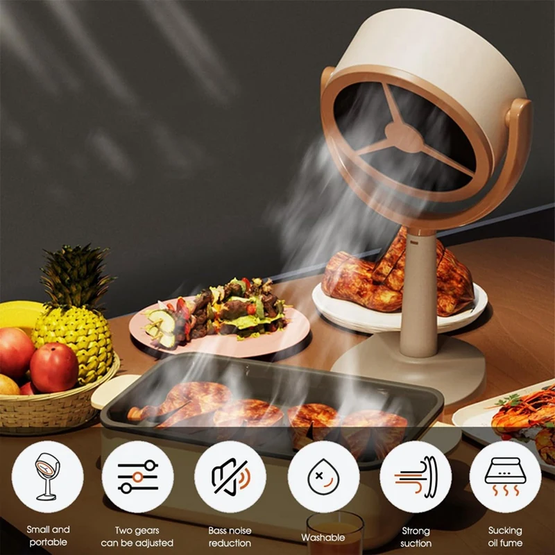 Desktop Range Hood, Portable Range Hood With 2 Speed Exhaust Fan, Adjustable Hanging Mini Extractor Hood For BBQ A Easy Install 4