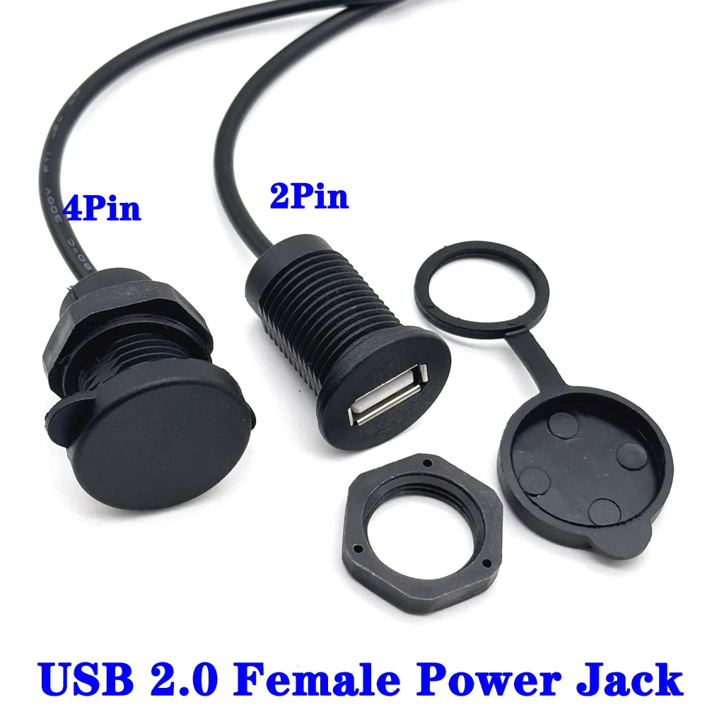 USB 암 포트 편리한 장착 스레드 USB 2.0 전원 잭 2Pin 4Pin 충전 커넥터 (케이블 포함) USB 충전기 소켓 ...
