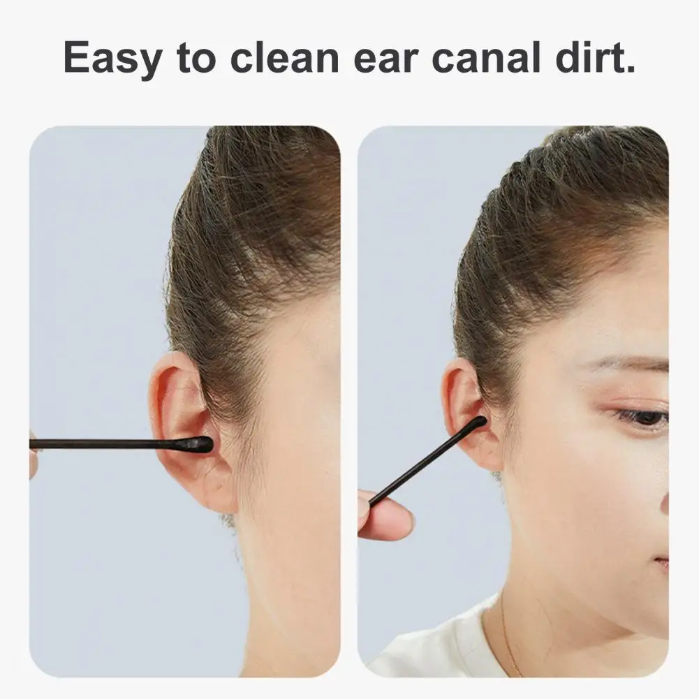 

Good Black Color Makeup Spiral Cotton Swab Ear Cleaning Gadget Flip Cover Design Practical Ear Cleaner Swab for School