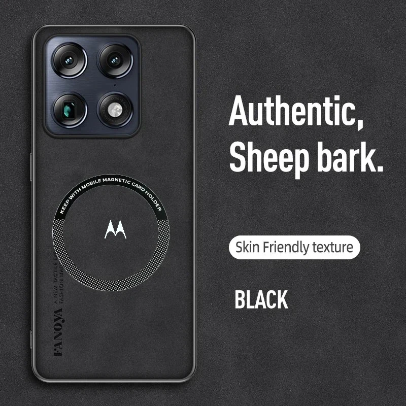 Premium Sheepskin Leather Case with Car Magnetic Mount and Anti-Drop Protection