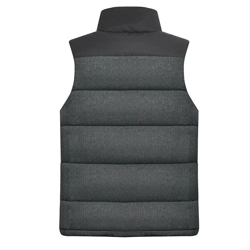 Autumn and Winter Men's Stand Collar Color Block 2024 New Fashion Casual Zipper Pocket Solid Color Slim Sleeveless Cotton Vest