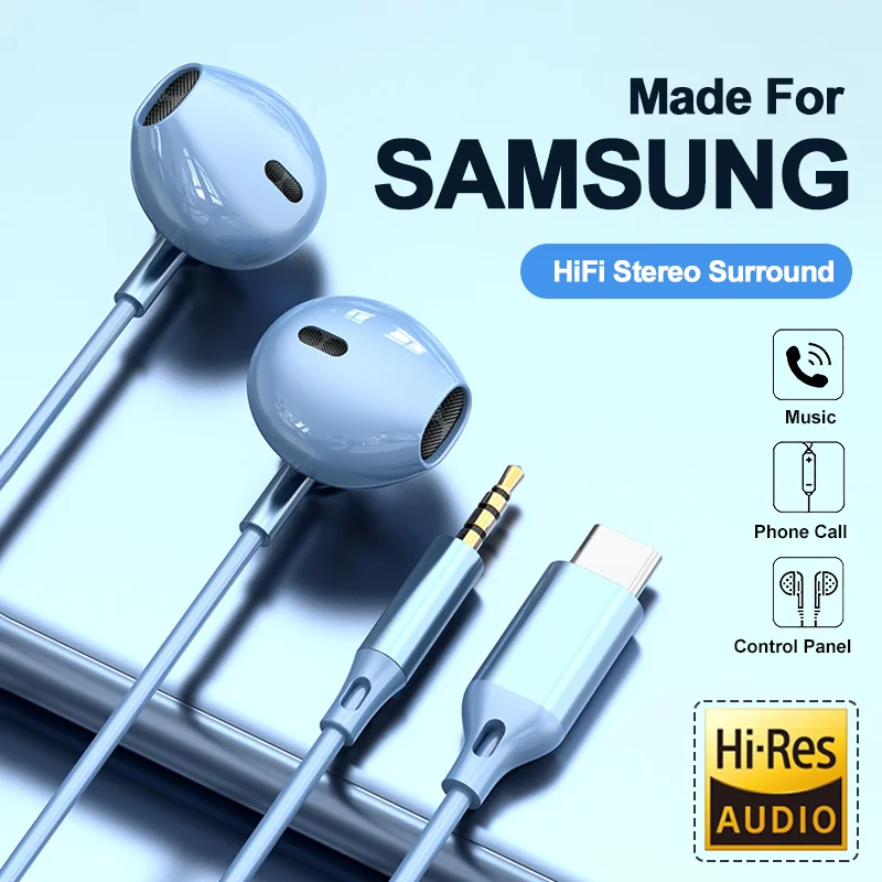 Premium HiFi Surround Sound In-Ear Headphones with USB Type-C and Wired Control