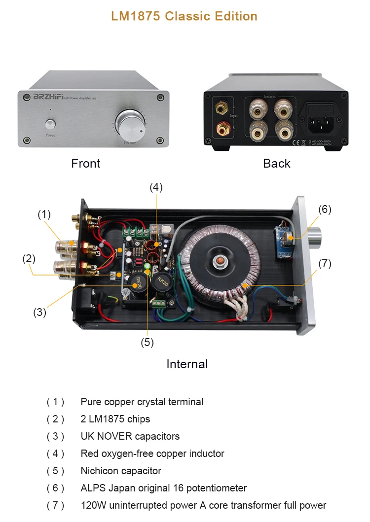 BRZHIFI 2.0 LM1875 / LM3886 Dual Channel Power Auidio Amplifier Bluetooth 5.0 Stereo Sound Speaker Amplificador AMP 