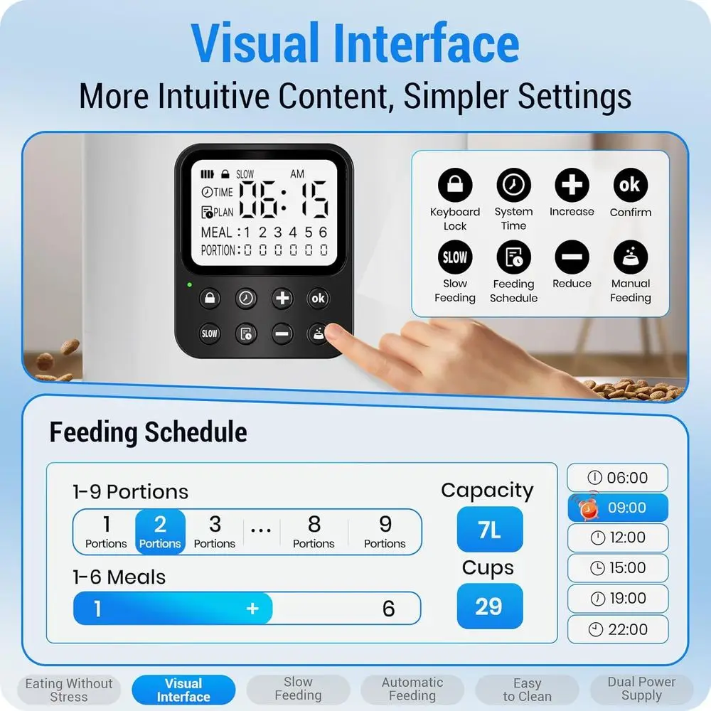 Timed Automatic Cat Feeder for 2 Cats with Slow Feed