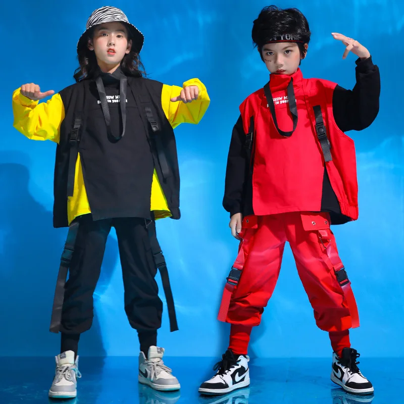 Girls Hip Hop Clothing Streetwear Harajuku Jogger Tactical Cargo Pants for Boys Dance Costume Clothes for Kids