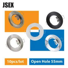

10 PCS/LOT Hot Selling NO Adjustable 30% OFF Cut Out 55mm Round Fixtures Downlight Holder Iron GU10 MR16 Fitting