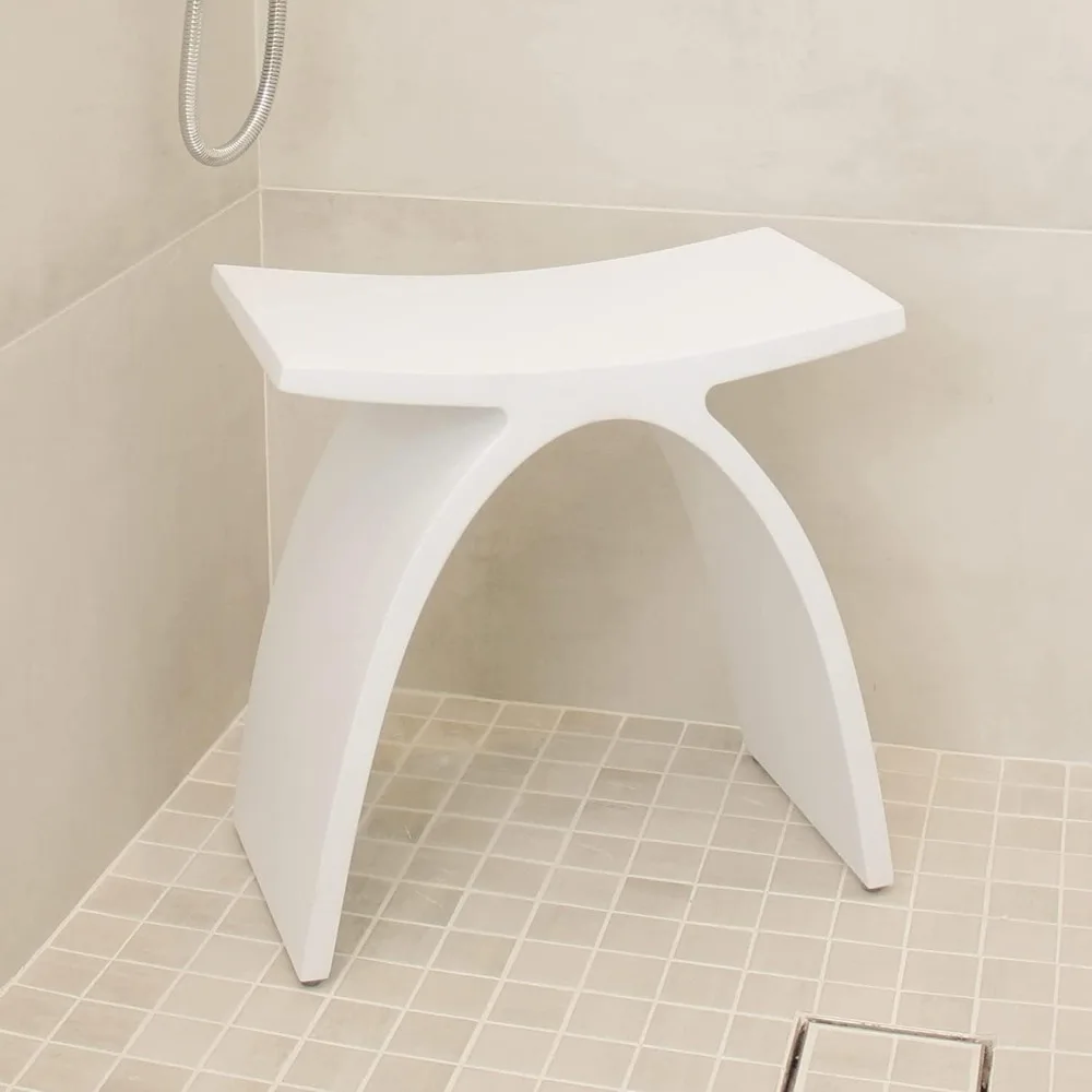 Concrete, Small Waterproof Shower Stool, Modern Medical Shower Chair, Rust-Resistant Materials 300 lbs Capacity, 28 lbs Weight 5
