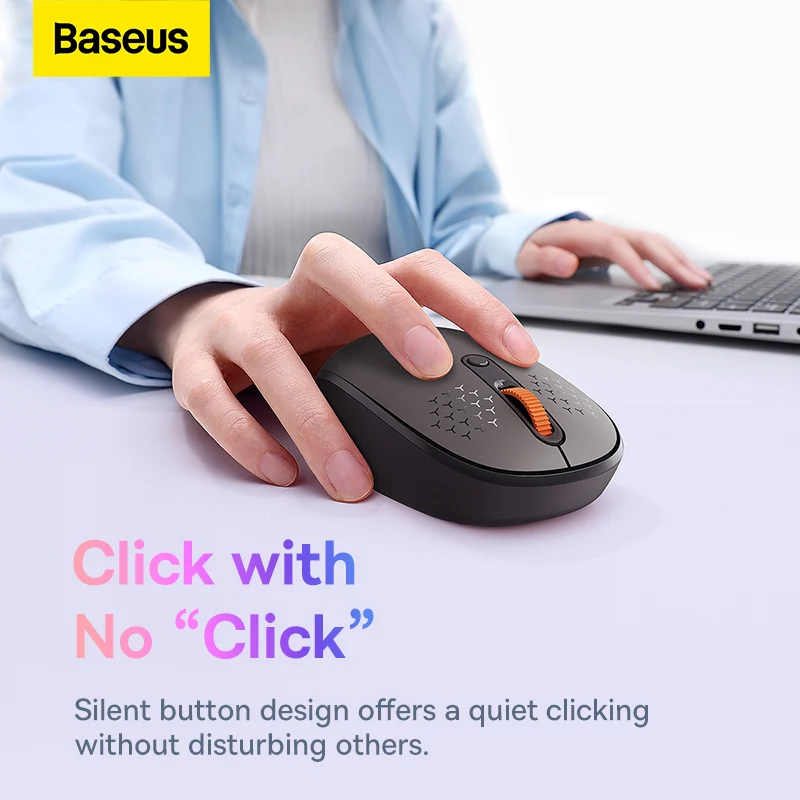 Baseus Mouse Wireless Bluetooth Mouse Ergonômico Silencioso para Macbook Laptop Tablet Computador pc Silencioso Mudo 2.4g Mouse Wireless Mouse - Imagem 4