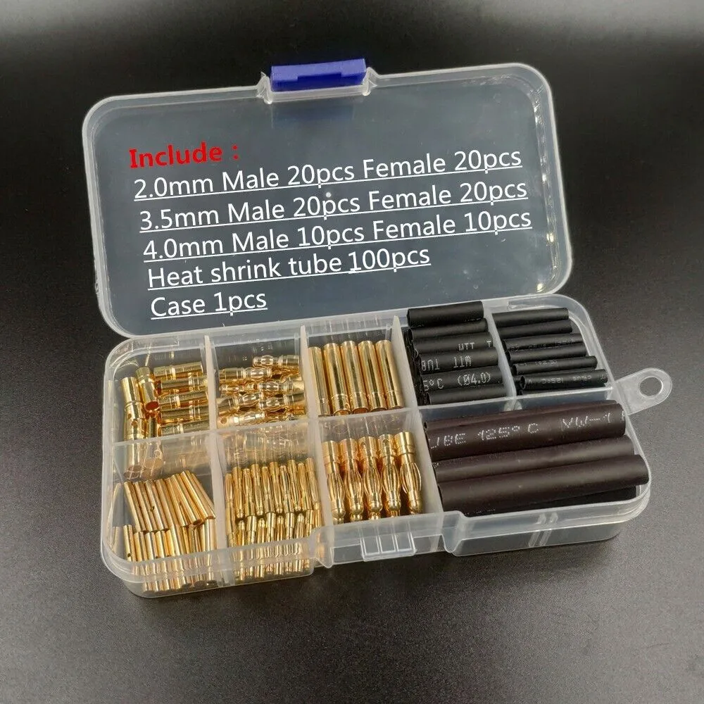 10 Connettori Proiettile Oro 4 Mm: Basso Profilo, Per Batterie Lipo RC, Spine Banana