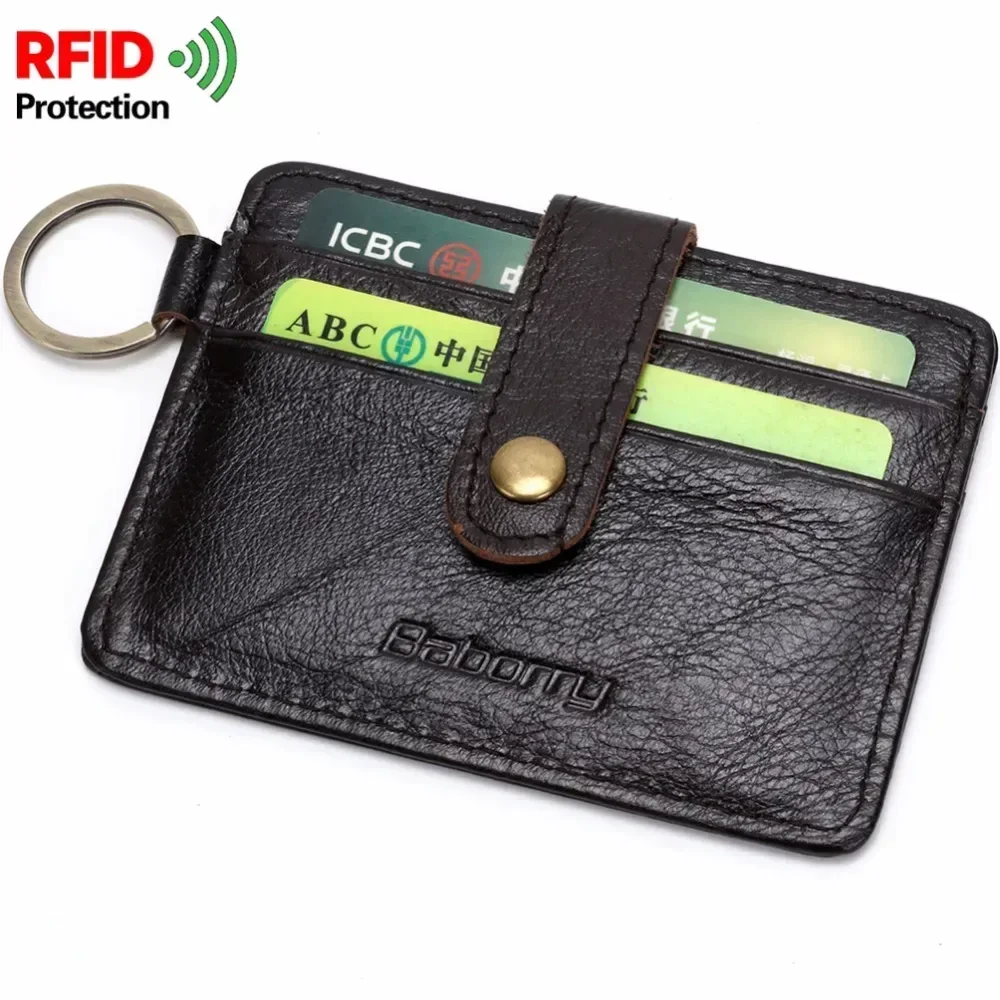 

Credit Card Holder Men Slim Anti Protect Travel ID Cardholder Cowhide Genuine Leather RFID Theft Protect Wallets Coin Purse