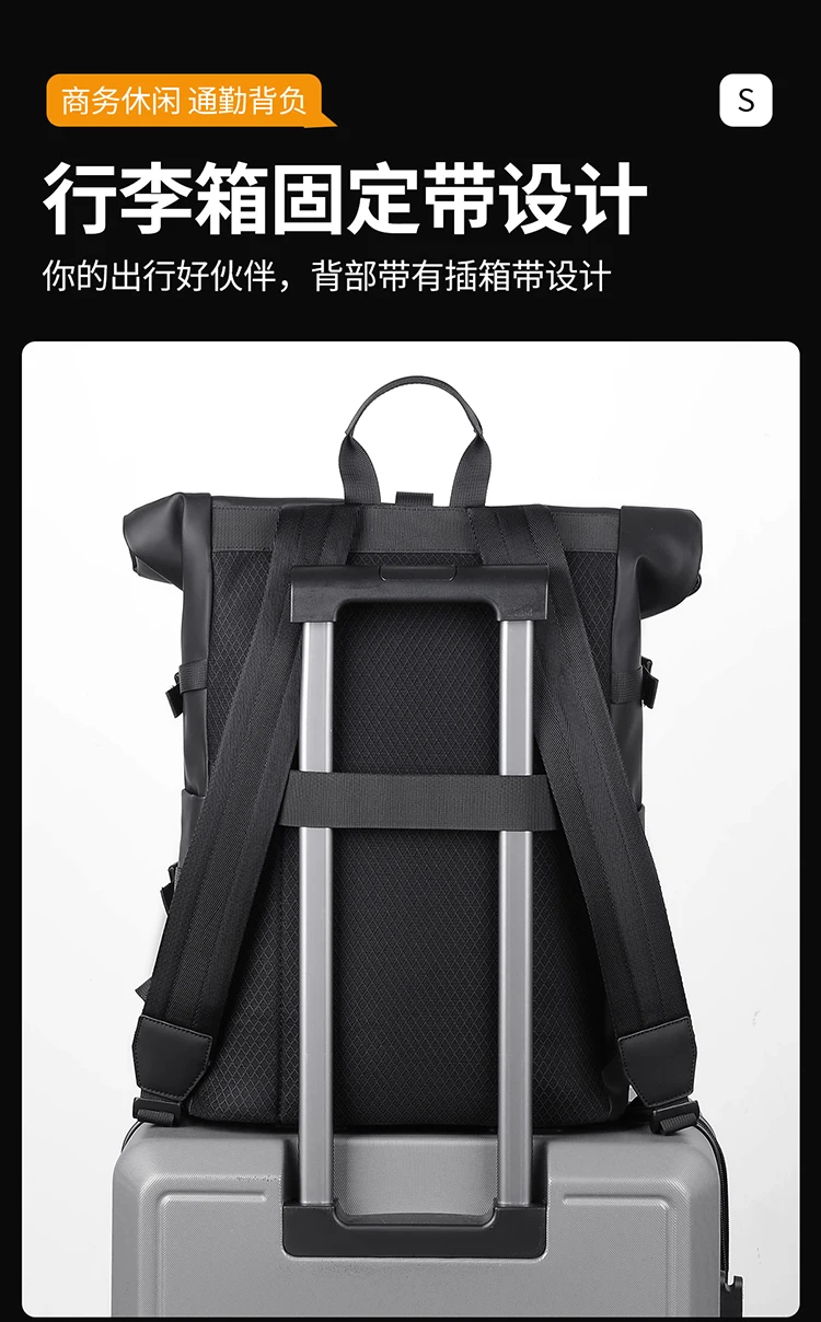 Wasserdichter Roll-Top-Outdoor-Rucksack, langlebiger, modischer, lässiger Rucksack für den täglichen Gebrauch beim Wandern, Reisen – Detail 8