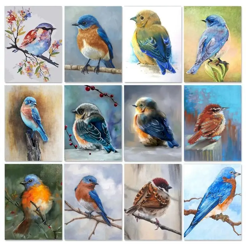 

GATYZTORY 60x75cm Painting by numbers Birds Animal Picture Drawing Acrylic Paints DIY Coloring by numbers Wall Art Home decor