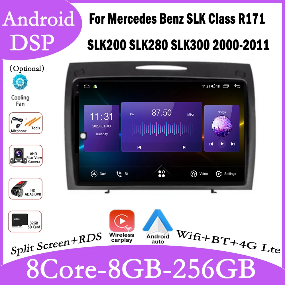 

Android 14 для Mercedes Benz SLK Class R171 SLK200 SLK280 SLK300 2000-2011 автомобильное радио GPS-навигация мультимедийный плеер Carplay