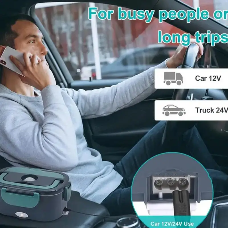 Car Heated Lunch Box 1.5L Portable Food Warmer Electric Lunch Box Food Heater Warmer Container Fast Heating