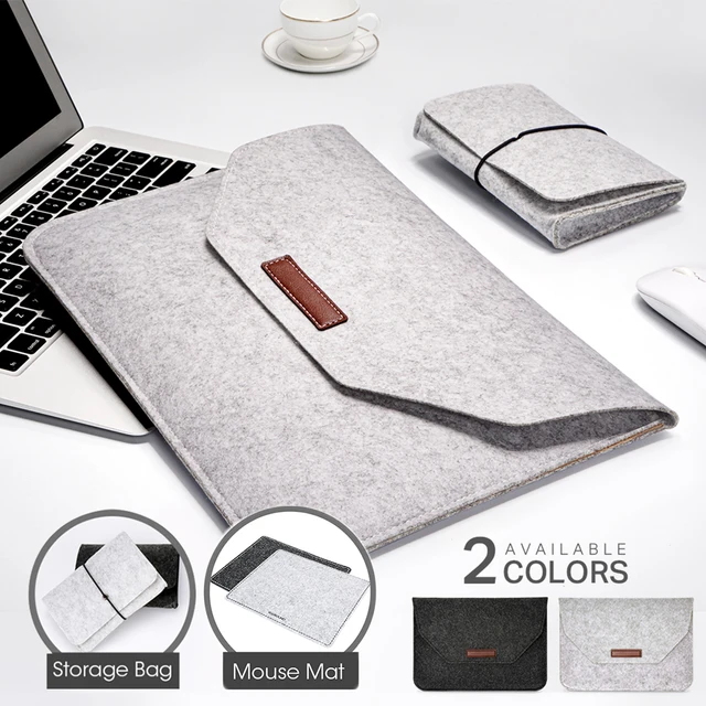 Wool Felt Laptop Bags Sleeve Cover 11" 13 15.6 inch For Macbook Air Pro Case For Notebook With Mousepad Or Power Mini-Pack Gift