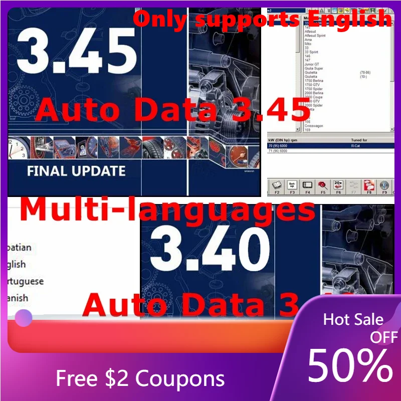 2025 offre spéciale données automatiques 3.45 Diagrammes de câblage données installer vidéo AutoData 3.40 multi-langues CD clé USB logiciel de réparation automobile
