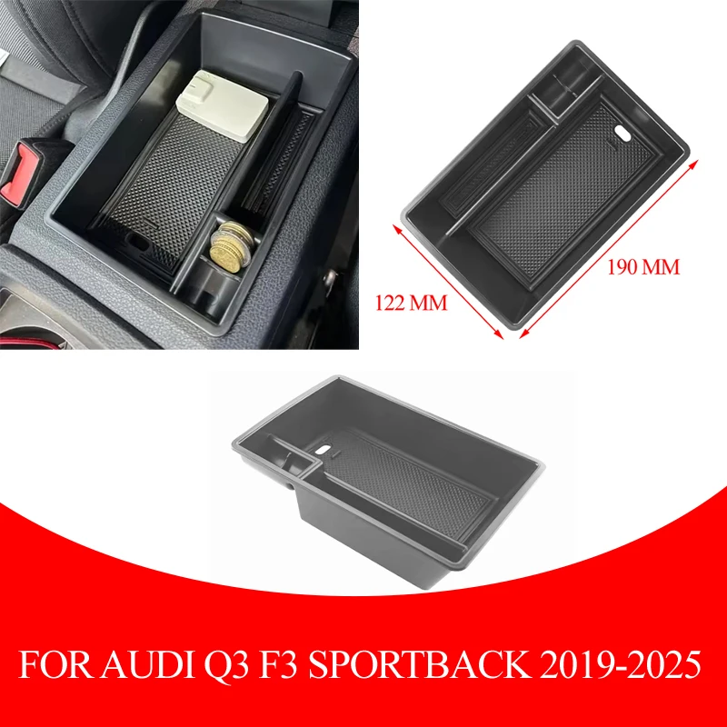 Vassoio Organizer per Console Centrale per Audi Q3 F3 Sportback 2019-2025, Scatola Portaoggetti per Bracciolo, Accessori Compatibili