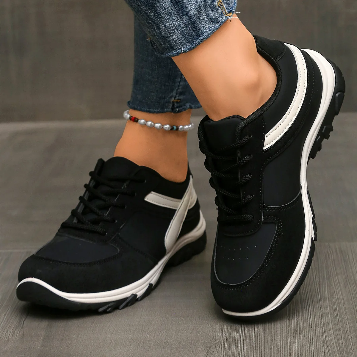 Mix Color Lace Up Sport Sneaker Women 2025 Plus Size 36-42 Thick Bottom Vulcanized Shoes Woman Non Slip Casual Running Shoes