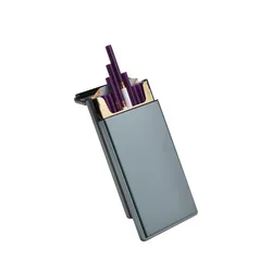 Sleek Aluminum Cigarette Storage Case - Slim and Stylish Tobacco Holder (Gray)