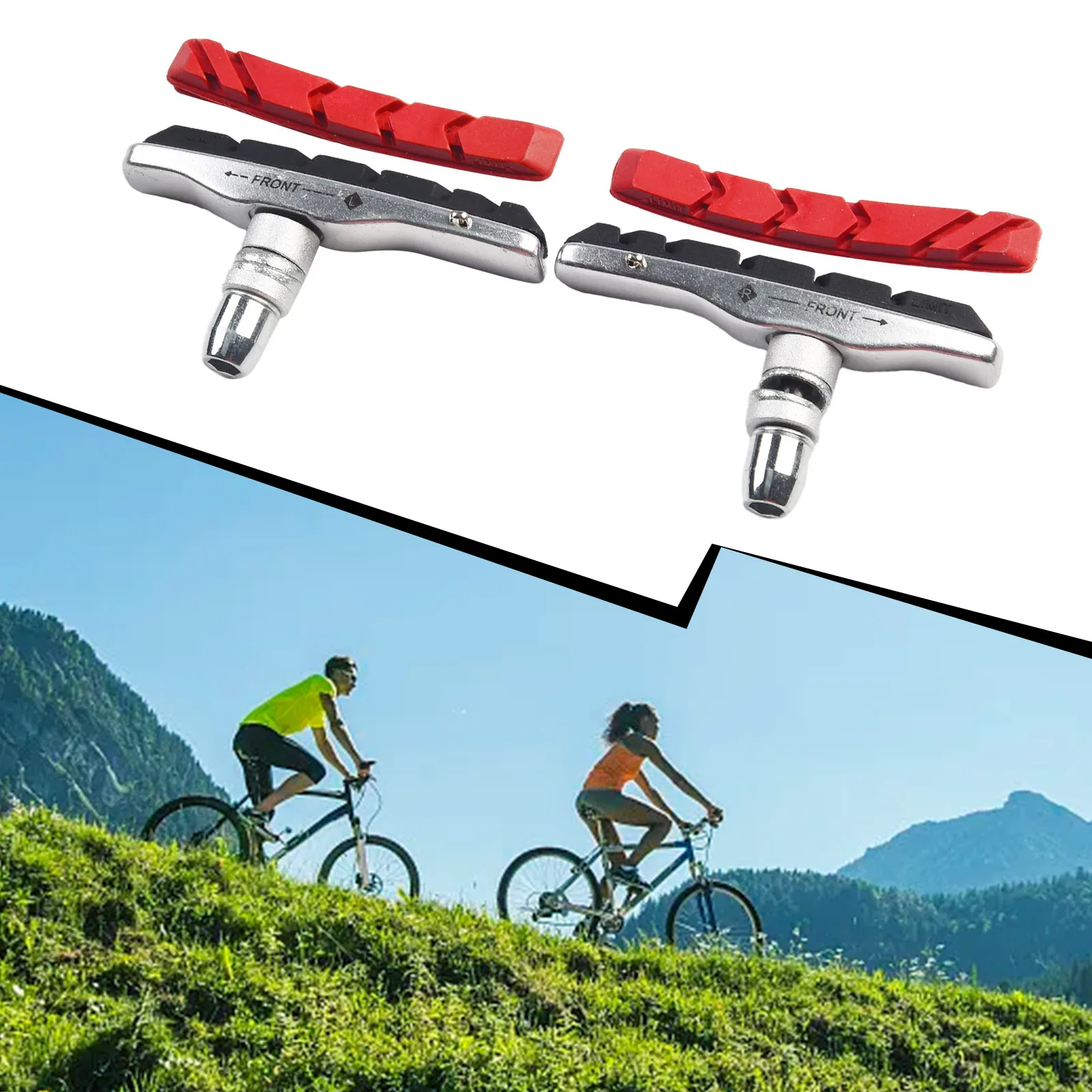 Bike Brake Blocks For MTB 70mm Central Threaded Left And Right V Brake Wear-resistant 1 Pair Cycling Practical