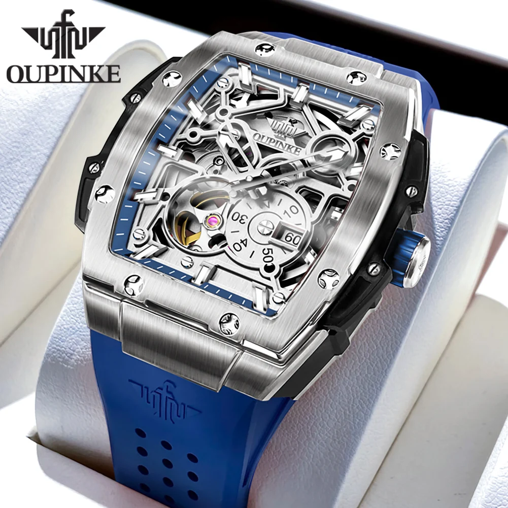 

OUPINKE 3213 Hollow Automatic Mechanical Watch For Men Sapphire Mirror Waterproof Watch Swiss Brand Original Man Hand Clock 2024