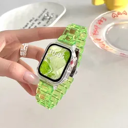 Rainbow Clear Resin Smartwatch Band with Transparent Case Bracelet Accessory for Redmi watch 4 (Green)