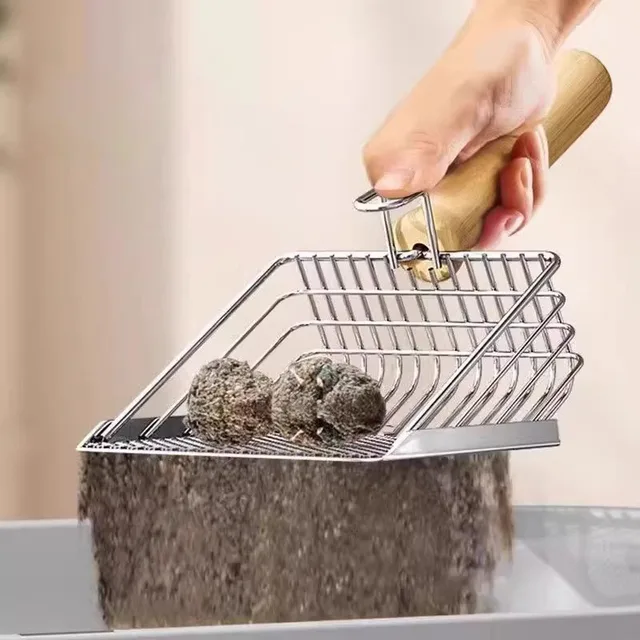 Stainless Steel Cat Litter Scoop Non-stick Rust-proof Pet Litter Shovel Washable Toilet Cleaning Tool for Cat Poop Deep Scoop