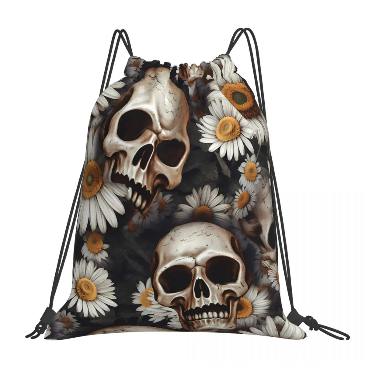 

Копия готических черепов и маргариток, рюкзаки, сумки на шнурке, пакет с кулиской, карман, спортивная сумка, сумка для книг для мужчин, женщин, студентов