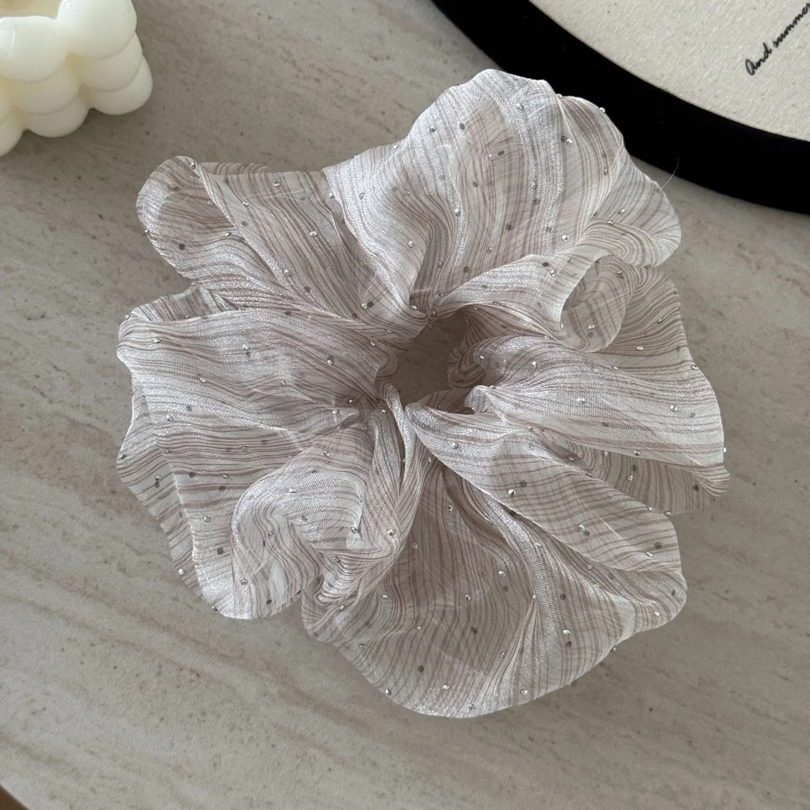 1Pc Sheer Glitter Scrunchies Set, Elegant Organza Hair Ties, Chic Hair Accessories for Women