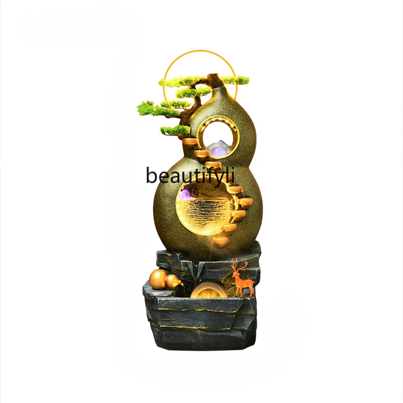 

Chinese Gourd Water Fountain Living Room Circulating Waterscape Office Fengshui Ball Floor Ornaments