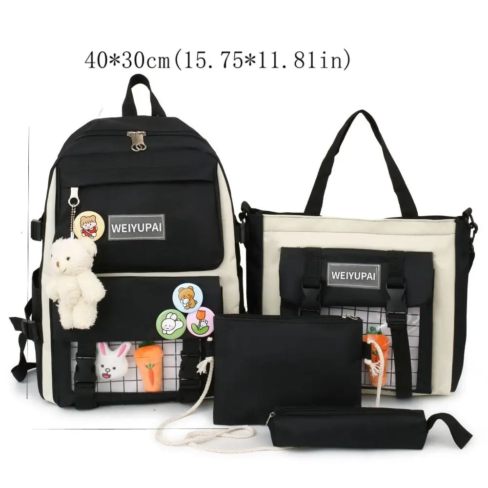 Leisure Nylon Large Capacity Bags Canvas Commute Badge Shoulder Backpack A Set of Four Schoolbag Korean Style School Bag Kids 6