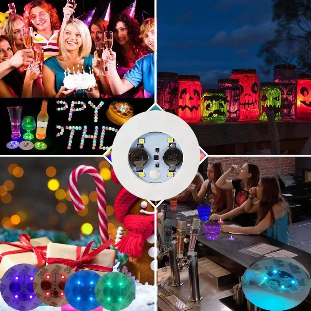 1-200PCS LED Coaster Lights Colorful Glowing Wine Bottle Stickers Bar Wedding Party Lighting Glowing Wine Bottle Stickers 6