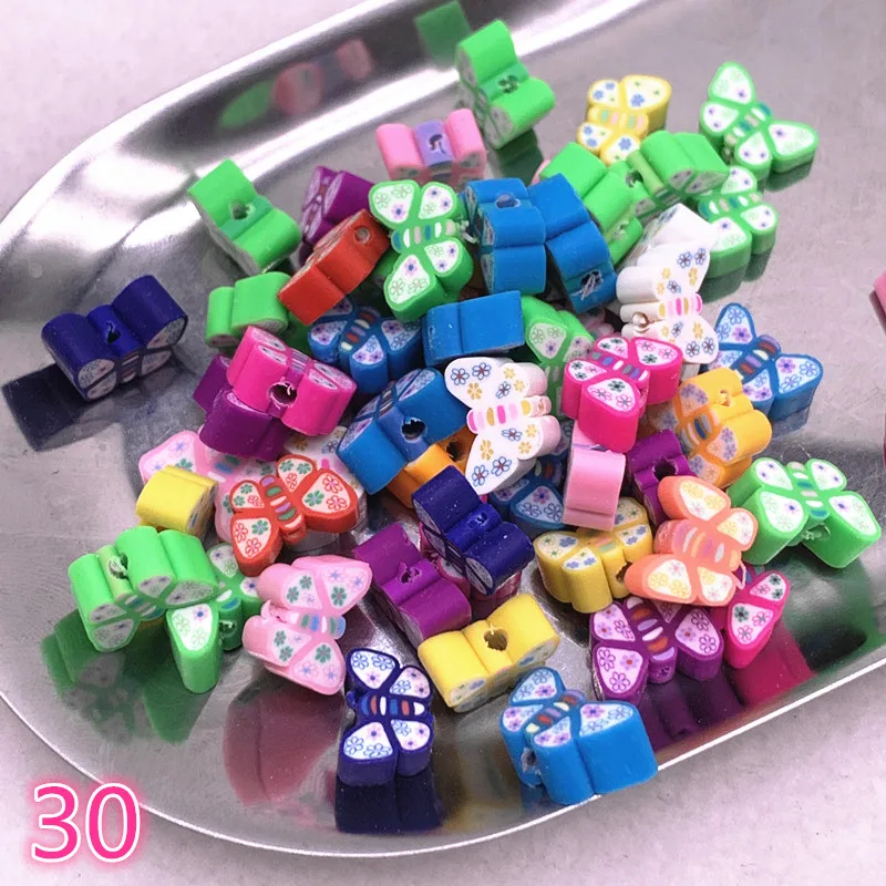 Color Fruit/flowers Beads Polymer Clay Beads Polymer Clay Spacer Loose Necklace DIY Bracelet Accessories 30pcs 10mm loose beads,beads for jewelry making,spacer beads,polymer clay beads