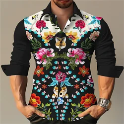 2023 Men's Long Sleeve Button Shirt Fashion Luxury New Designer Design Apparel Music Flower HD Pattern Soft and Comfortable