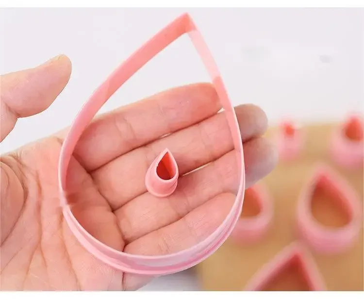 Rose Flower Petal Shape Pastry Baking Mold Polymer Clay Cutters for Earring Jewelry Water Droplets Cookie Cutter 10Pcs 1.5-9.6cm, polymer clay tools,silicone putty