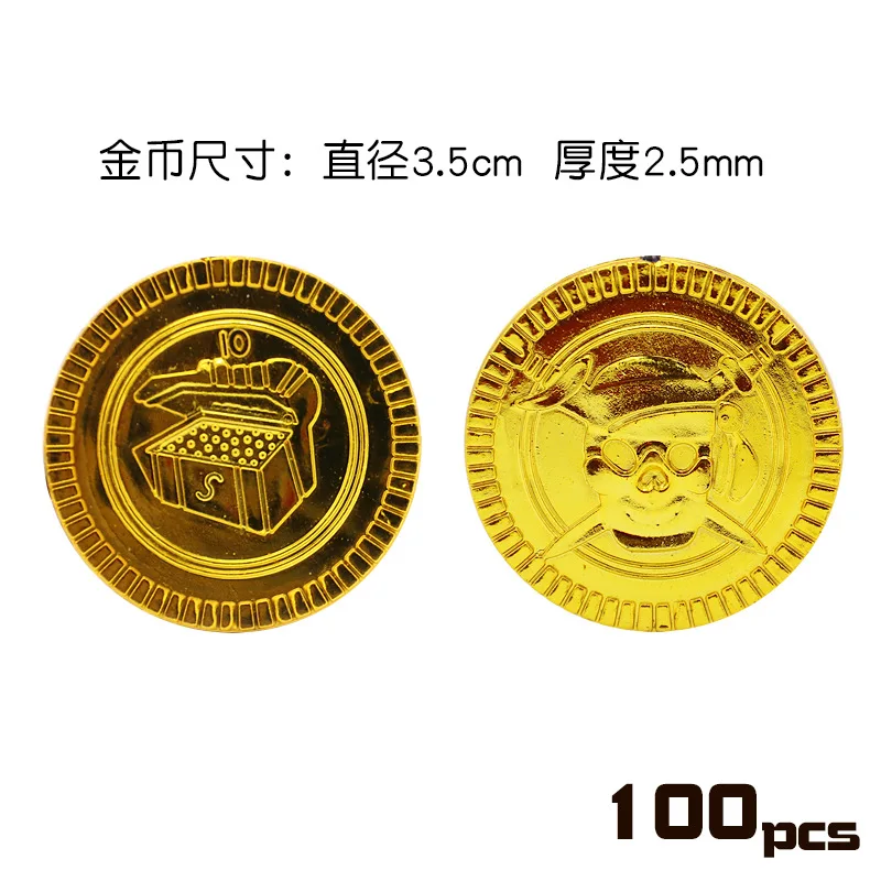 Funny Simulation Pirate 100pcs Coins Chips Treasures Gold Coins Party Game Props Kids Gift