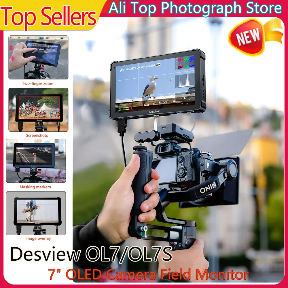 OLED Monitör 1200Nits 7 inç HD2.0 60Hz Giriş Çıkış 4K60 Dokunmatik Ekran Monitör Desview HDMI uyumlu OL7 OL7S