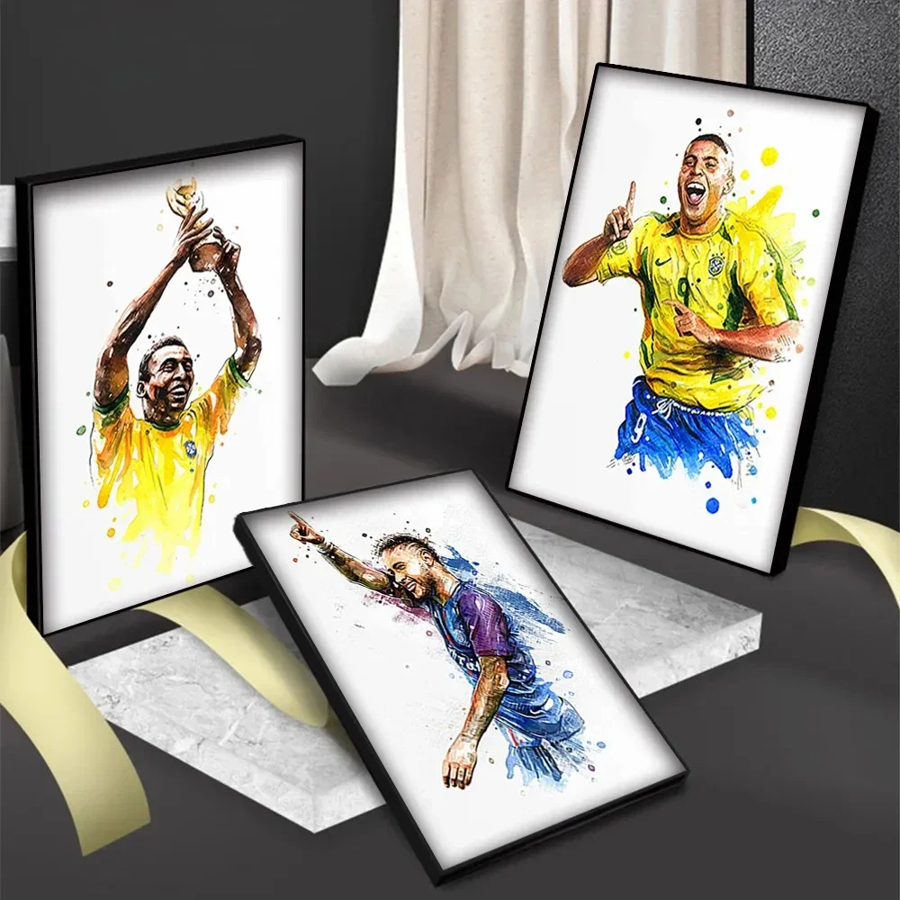 Watercolor wall art Soccer Star Wall Art Poster Dorm Room Home Decor Pop Canvas Painting Mural Collection Picture Print Artwork