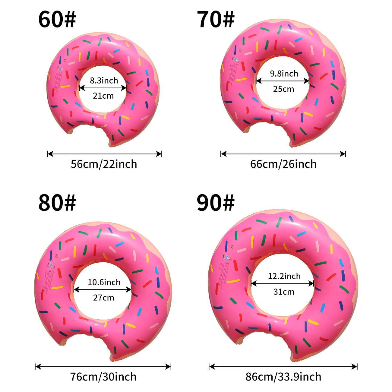 Inflatable Doughnut Swimming Ring,Beach Toys Pool Floats for Kids, Pool Swim Floaties for Adults 5