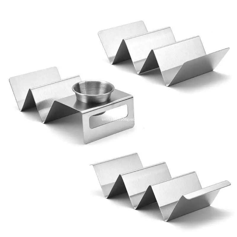 Taco Holder Stands Stainless Steel with Easy-Access Handle Oven Grill and Dis taco holder