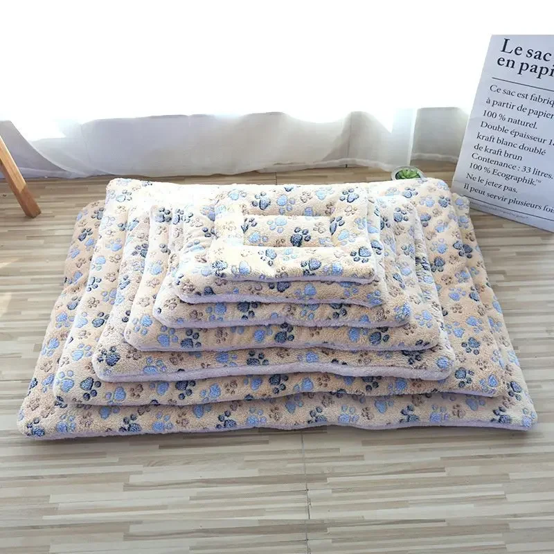 Washable Warm Bear Pattern Blanket Hair Thickened Blanket Pad Bed Home Pet Supplies Fleece Pet Sleeping Mat Dog Bed Cat Soft